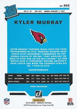 2019 Donruss - Press Proof Blue #302 Kyler Murray Back