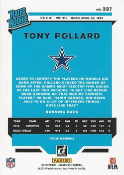2019 Donruss - Press Proof Blue #337 Tony Pollard Back