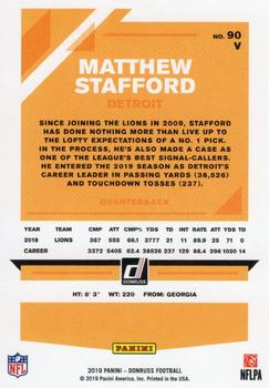 2019 Donruss - Press Proof Bronze #90V Matthew Stafford Back