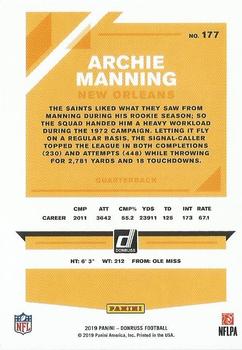 2019 Donruss - Press Proof Green #177 Archie Manning Back