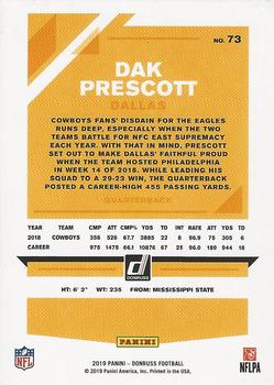 2019 Donruss - Press Proof Red #73 Dak Prescott Back