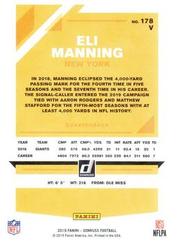 2019 Donruss - Press Proof Red #178V Eli Manning Back