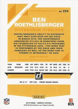 2019 Donruss - Press Proof Red #210 Ben Roethlisberger Back