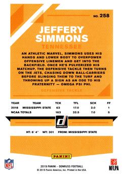 2019 Donruss - Press Proof Red #258 Jeffery Simmons Back