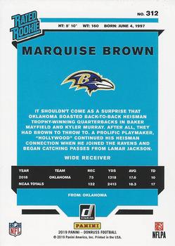 2019 Donruss - Press Proof Red #312 Marquise Brown Back