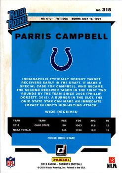 2019 Donruss - Press Proof Red #315 Parris Campbell Back