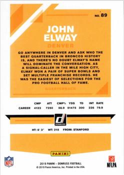 2019 Donruss - Press Proof Yellow #89 John Elway Back