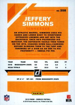 2019 Donruss - Press Proof Yellow #258 Jeffery Simmons Back