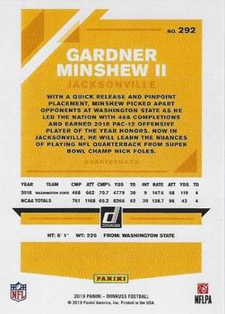 2019 Donruss - Press Proof Yellow #292 Gardner Minshew II Back