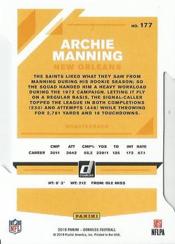 2019 Donruss - Press Proof Silver Die Cut #177 Archie Manning Back