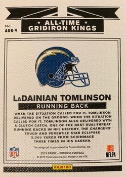 2019 Donruss - All-Time Gridiron Kings Autographs #AGK-9 LaDainian Tomlinson Back