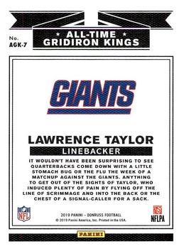2019 Donruss - All-Time Gridiron Kings #AGK-7 Lawrence Taylor Back