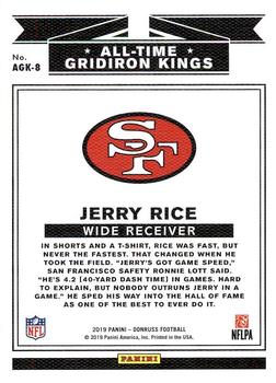 2019 Donruss - All-Time Gridiron Kings #AGK-8 Jerry Rice Back