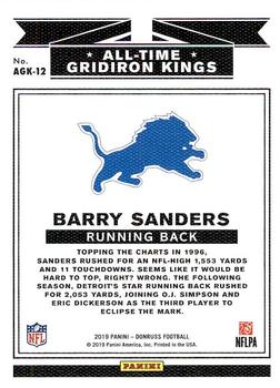 2019 Donruss - All-Time Gridiron Kings #AGK-12 Barry Sanders Back