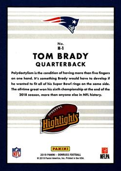 2019 Donruss - Highlights #H-1 Tom Brady Back