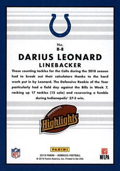 2019 Donruss - Highlights #H-8 Darius Leonard Back