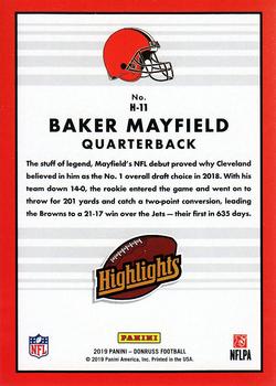 2019 Donruss - Highlights #H-11 Baker Mayfield Back