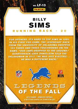 2019 Donruss - Legends of the Fall #LF-13 Billy Sims Back
