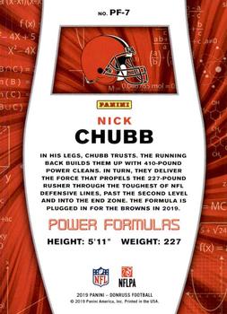 2019 Donruss - Power Formulas #PF-7 Nick Chubb Back