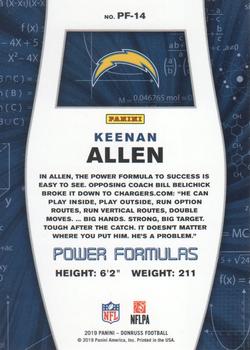 2019 Donruss - Power Formulas #PF-14 Keenan Allen Back