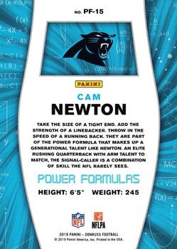 2019 Donruss - Power Formulas #PF-15 Cam Newton Back