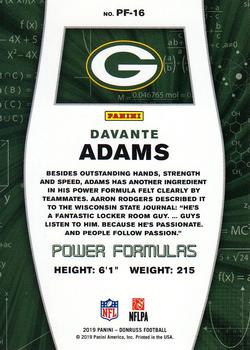 2019 Donruss - Power Formulas #PF-16 Davante Adams Back