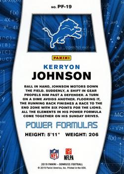 2019 Donruss - Power Formulas #PF-19 Kerryon Johnson Back