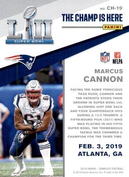 2019 Donruss - The Champ is Here #CH-19 Marcus Cannon Back