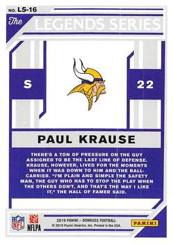 2019 Donruss - The Legends Series #LS-16 Paul Krause Back