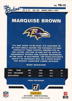 2019 Donruss - The Rookies #TR-12 Marquise Brown Back