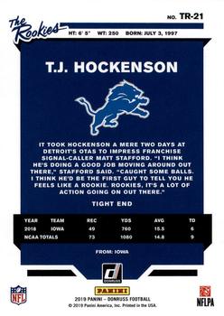2019 Donruss - The Rookies #TR-21 T.J. Hockenson Back