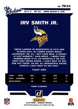2019 Donruss - The Rookies #TR-24 Irv Smith Jr. Back