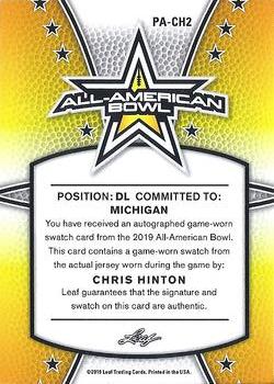 2019 Leaf Metal All-American Bowl - Jersey Autograph Platinum #PA-CH2 Chris Hinton Back