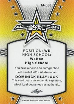 2019 Leaf Metal All-American Bowl - Tour Autograph Red #TA-DB3 Dominick Blaylock Back
