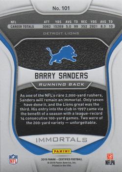 2019 Panini Certified - Mirror Red #101 Barry Sanders Back