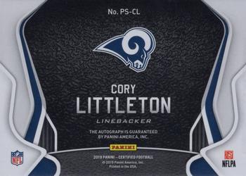 2019 Panini Certified - Certified Potential Signatures #PS-CL Cory Littleton Back