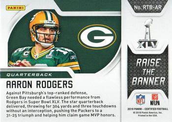 2019 Panini Certified - Raise the Banner #RTB-AR Aaron Rodgers Back