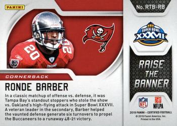 2019 Panini Certified - Raise the Banner #RTB-RB Ronde Barber Back