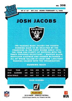 2019 Donruss - Rated Rookies Canvas #308 Josh Jacobs Back