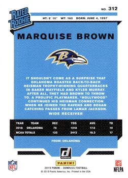 2019 Donruss - Rated Rookies Canvas #312 Marquise Brown Back