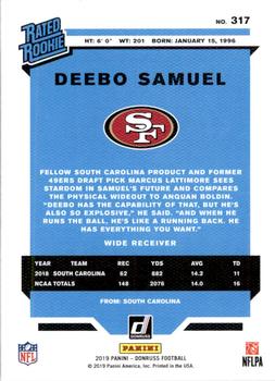 2019 Donruss - Rated Rookies Canvas #317 Deebo Samuel Back