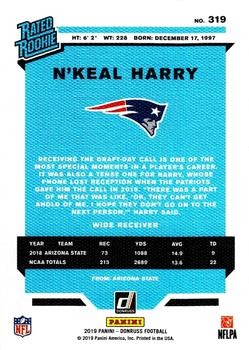 2019 Donruss - Rated Rookies Canvas #319 N'Keal Harry Back