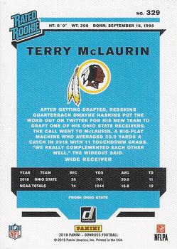 2019 Donruss - Rated Rookies Canvas #329 Terry McLaurin Back