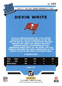 2019 Donruss - Rated Rookies Canvas #342 Devin White Back