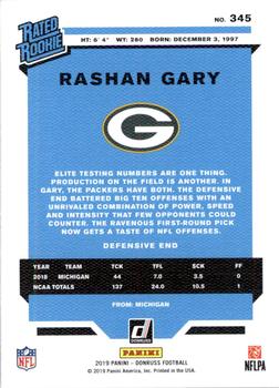 2019 Donruss - Rated Rookies Canvas #345 Rashan Gary Back