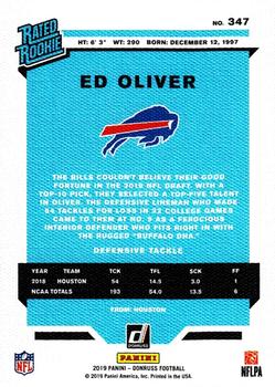 2019 Donruss - Rated Rookies Canvas #347 Ed Oliver Back