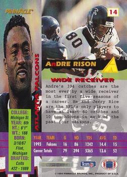 1994 Pinnacle Canton Bound #14 Andre Rison Back