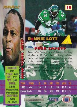 1994 Pinnacle Canton Bound #18 Ronnie Lott Back
