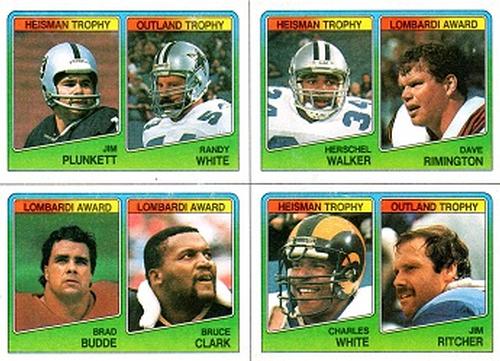 1988 Topps - Wax Box Bottom Panels #I-L Herschel Walker / Dave Rimington / Jim Plunkett / Randy White /  Charles White / Jim Ritcher / Brad Budde / Bruce Clark Front