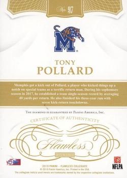 2019 Panini Flawless Collegiate #97 Tony Pollard Back